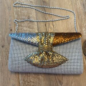 Vintage Gold Silver White Copper Mesh Evening Clutch